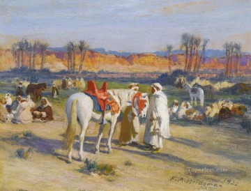 フレデリック・アーサー・ブリッジマン Painting - 砂漠で停止 フレデリック・アーサー・ブリッジマン